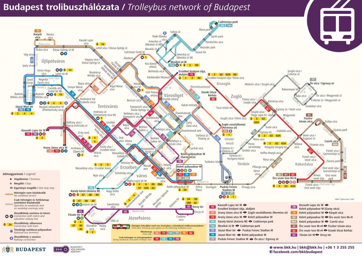 地図のブダペストtrolleybus