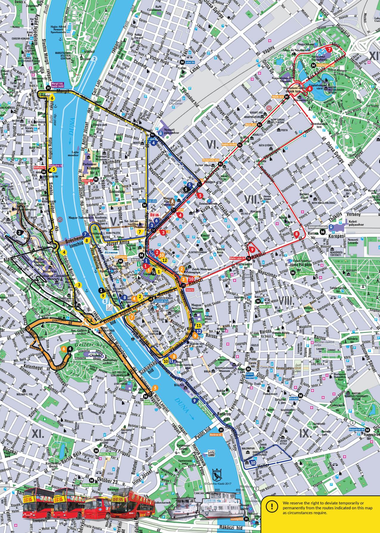 ファミリー向けホテブダペスト経路図 ブダペストのホテル地図 ハンガリー