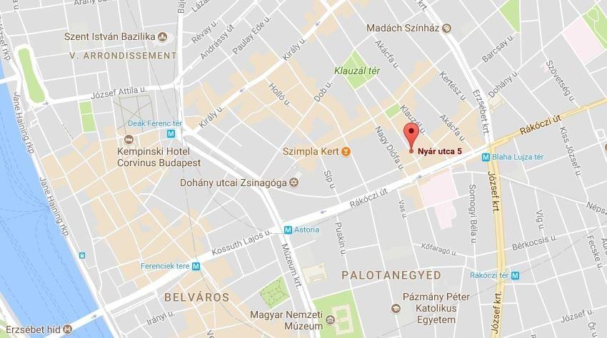 地図ブダペストのレッドライトディストリクト