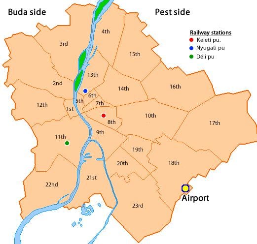 ブダペスト8地区の地図