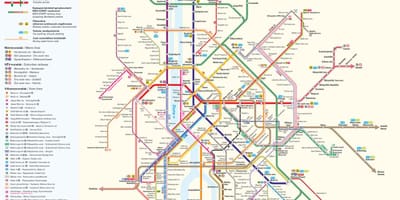 ブダペストの公共交通機関の地図