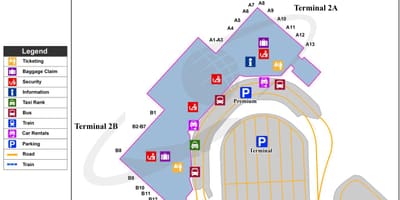 ブダペストの空港ターミナル2の地図
