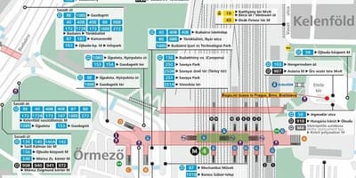 地図のブダペストkelenfoe駅